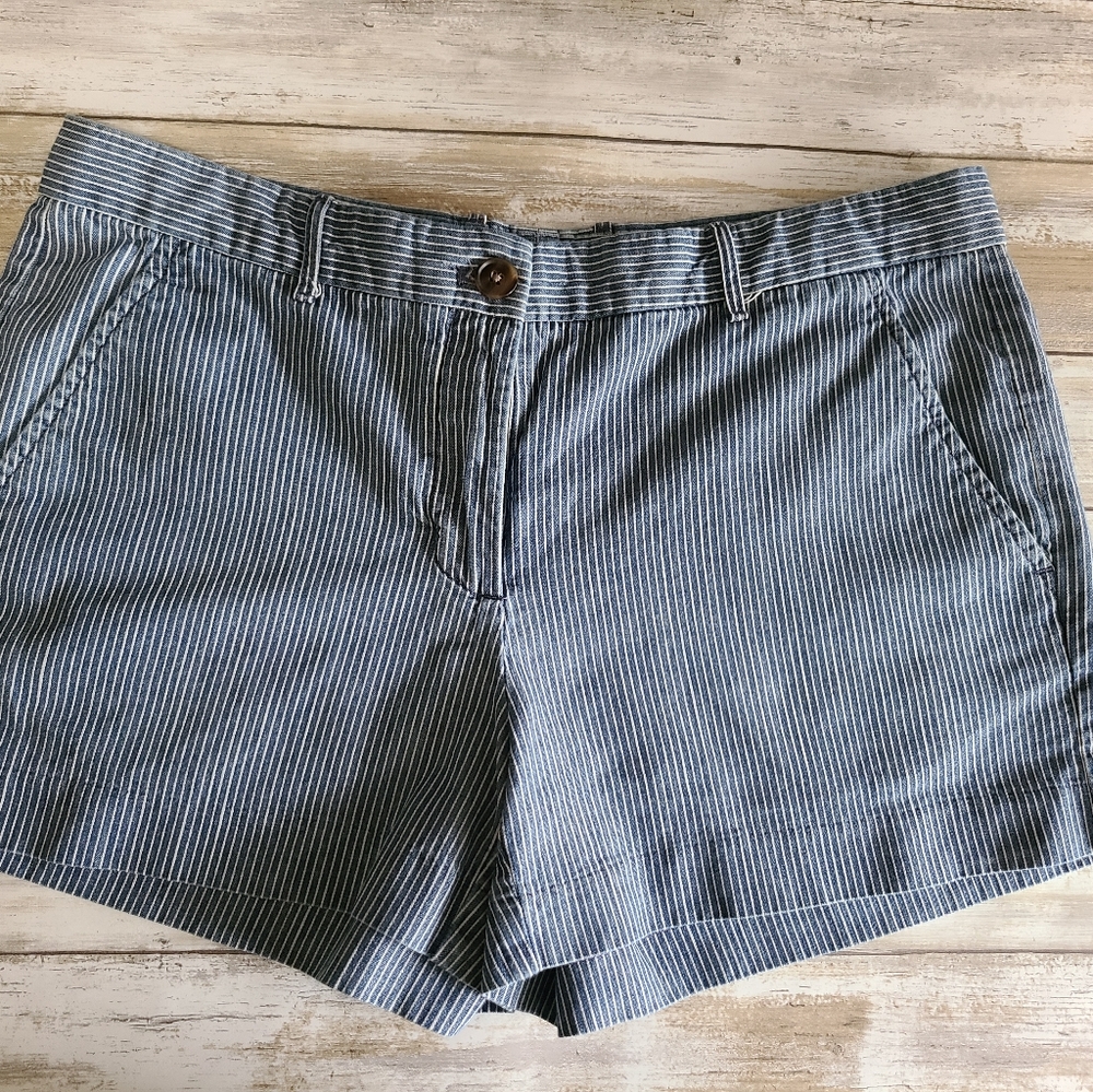 Pinstriped Denim Shorts